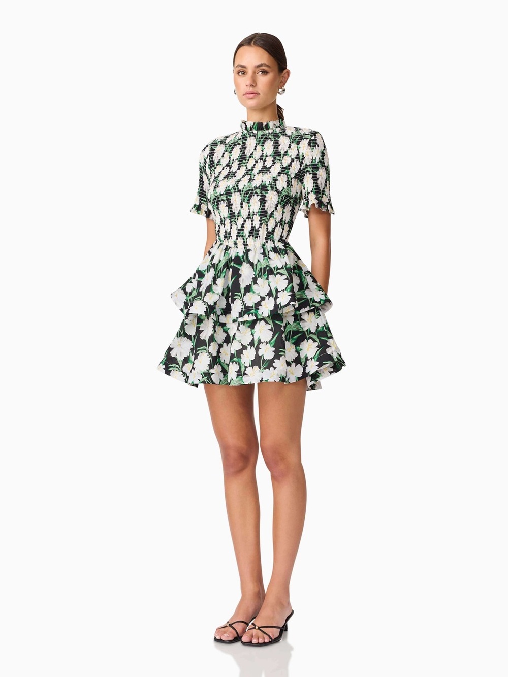 Elliatt Rosey Short‎ Sleeve floral tiered balletcore Mini Dress tutu coquette 1X